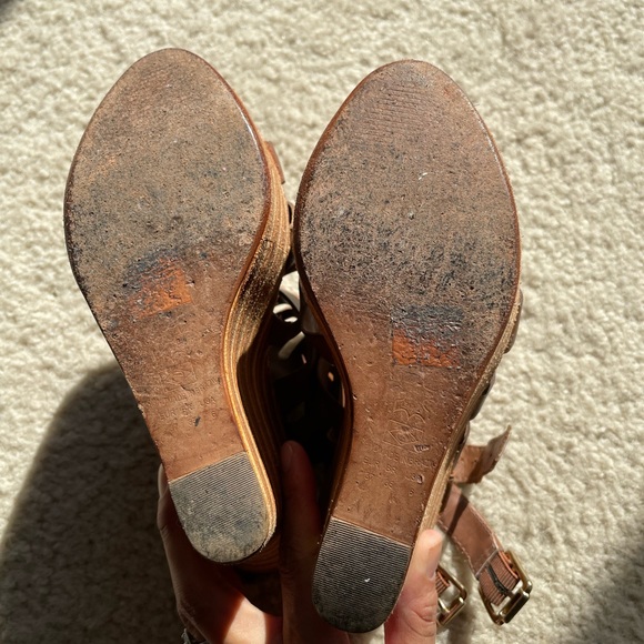 Handmade leather wedge sandals sz 37 - Picture 5 of 6